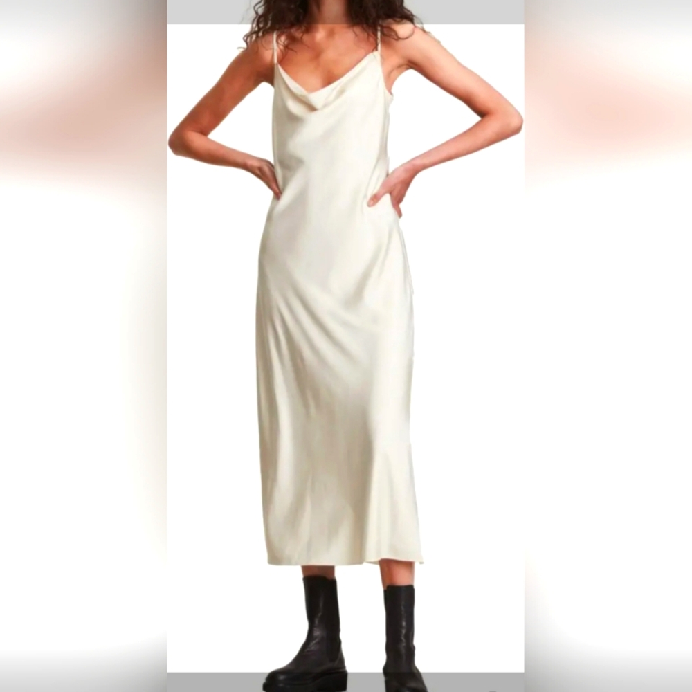 NWOT ALL SAINTS Satin Cream Slip Dress SZ XL